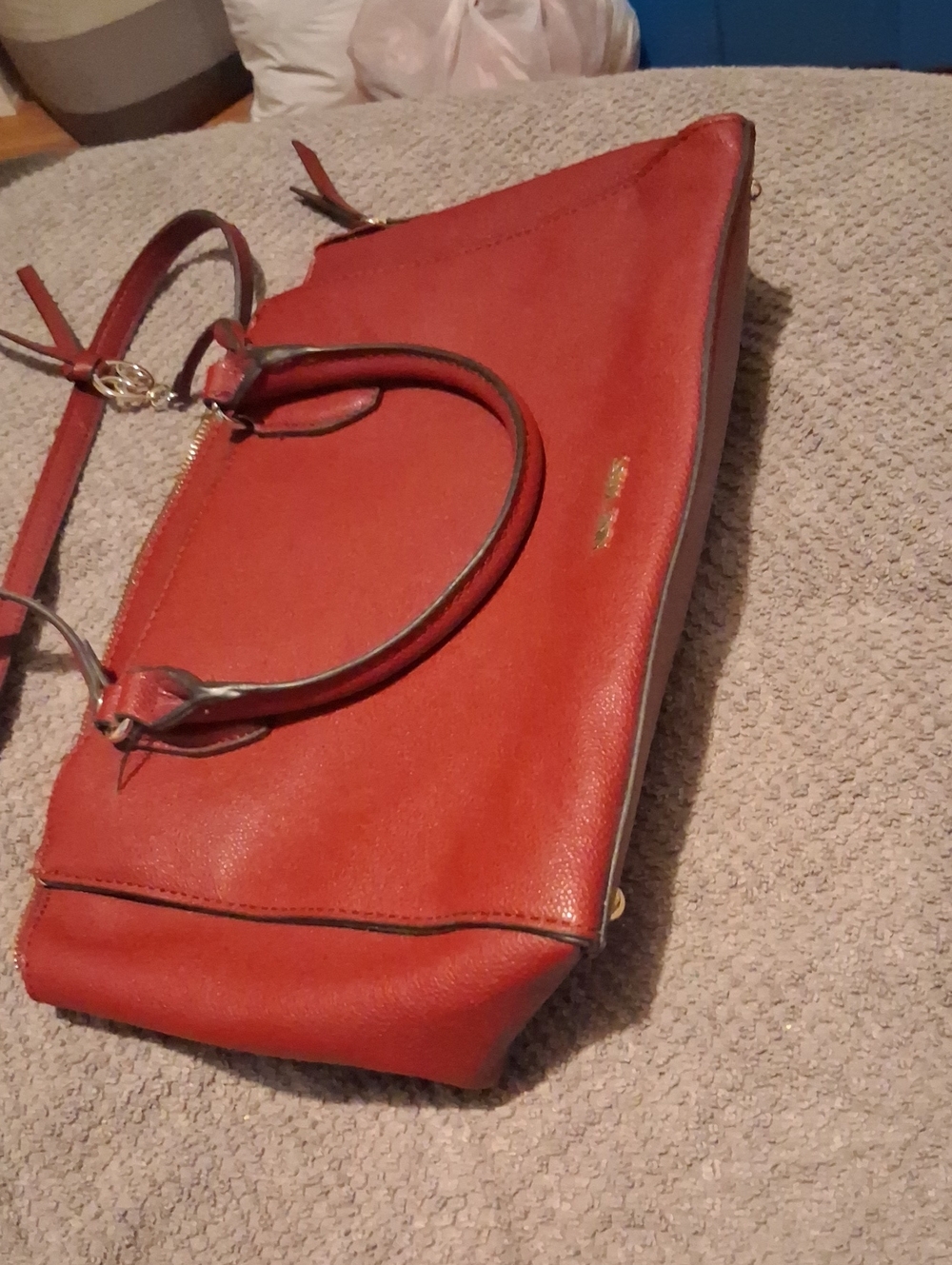 Nine West Red Leather Tote with Gold Accents